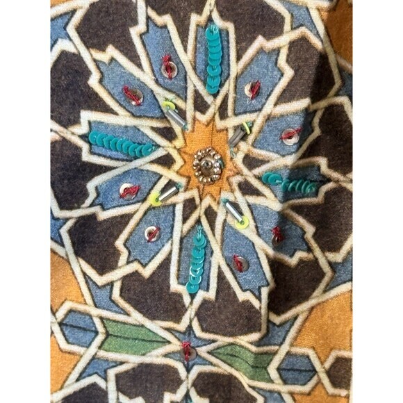 Anthropologie Tanvi Kedia Boho Beaded Knee Length Pleated Zippered Skirt Sz. 10 - Picture 3 of 9